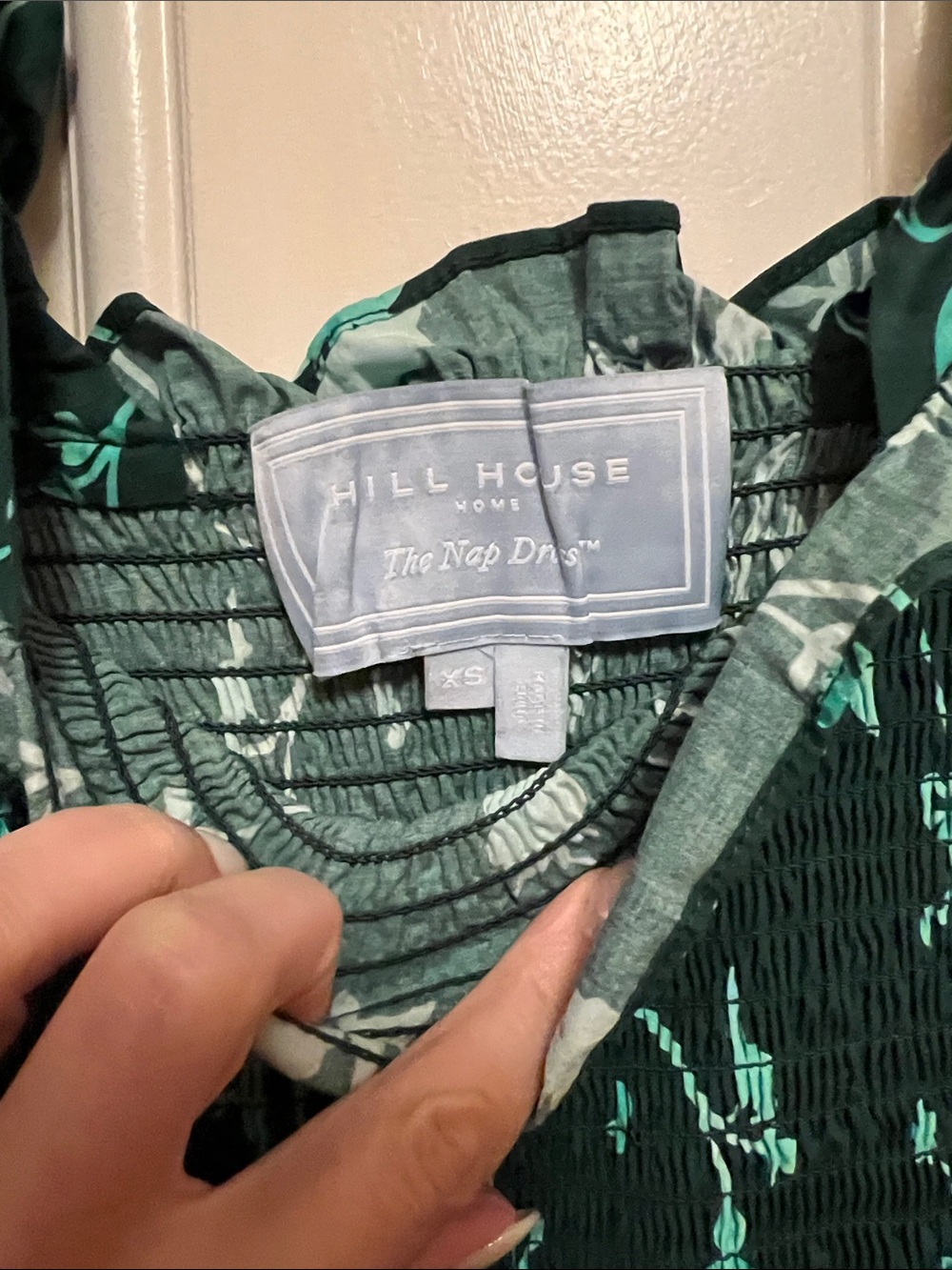 Hill House Women's Green Printed Smocked Dress